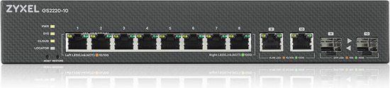 ZyXEL GS2220-10-EU0101F - Managed L2 Gigabit Ethernet Switch - 10-poorts - Zwart