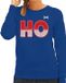 Bellatio Decorations Foute Kersttrui - HO HO HO - Blauw - Dames - XL