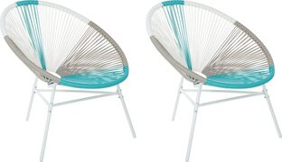 Beliani Rotan stoel witbeigeturquoise set van 2 kunststof ACAPULCO