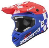 Bogotto V328 Xadrez Carbon Blauw Rood Wit Crosshelm - Helm