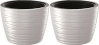 Prosperplast Plantenpot/bloempot Amazing - 2x - buiten/binnen - kunststof - wit - D47 x H35 cm