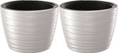 Prosperplast Plantenpot/bloempot Amazing - 2x - buiten/binnen - kunststof - wit - D47 x H35 cm