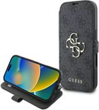 Guess 4G Big Metal Logo Book Wallet Case hoesje voor Apple iPhone 16 Pro Max - Zwart