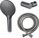 Fortifura Calvi Handdoucheset - diameter 12cm - rond - 3 straalsoorten - met houder - met anti twist - slang - 150cm - PVD - geborsteld gunmetal (antraciet)