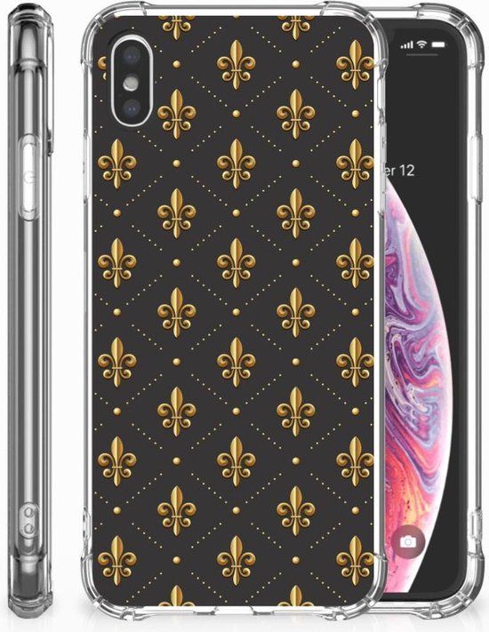 B2Ctelecom iPhone Xs Max Hoesje - TPU - Franse Lelie - Grijs