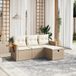 Maison Exclusive - Ensemble de meubles de jardin 4 pièces avec canapé et coussins, beige, en polyrotin