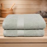 The Linen Room Saunahanddoek – 100 x 150 cm – Set van 2 – 100% Katoen – 650 GSM – Saliegroen