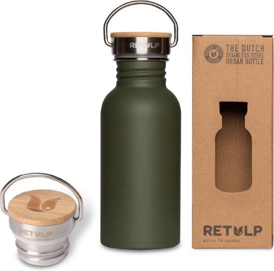 Retulp Urban Drinkfles - 500 ml - Forest Green - RVS