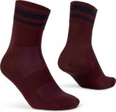 GripGrab Original Stripes Crew Zomer Fietssokken Gestreepte Retro Wielersport Sokken Coolmax - Unisex - Donker Rood - Maat XS (35-38)