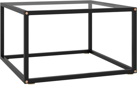 VidaXL Salontafel met gehard glas 60x60x35 cm zwart