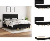vidaXL Boxspring met matras, stof, zwart, 180x200 cm