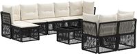 vidaXL - Tuinbank - Set - 9 zitplekken - Zwart - Polyrattan