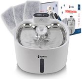 JC Pets Premium Drinkfontein voor Kat en Hond - Draadloze Waterfontein met Sensor - Katten Fontein - Waterbak Automatisch - RVS - Fluisterstil - Inclusief 9 filters - Wit