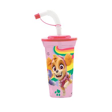 P:os Drinkbeker Paw Patrol met rietje 500 ml, roze