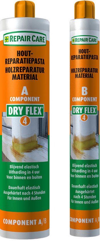 Repair Care DRY FLEX 4 Houtrotreparatie - 300 ml + 100 ml - Voor buiten - Overschilderbaar - Oranje