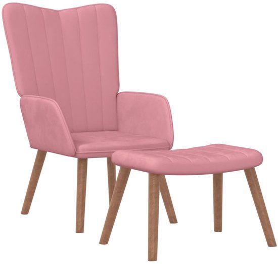 vidaXL Relaxstoel met voetenbank fluweel roze