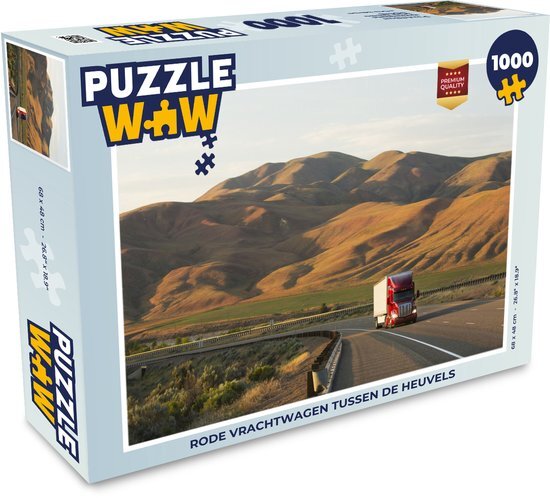 MuchoWow Puzzel Rode vrachtwagen tussen de heuvels - Legpuzzel - Puzzel 1000 stukjes volwassenen