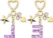 Allecto Plus - 2 stuks violette initiaal sleutelhanger met sterhanger voor meisjes