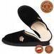 Tylbut Bärenpfote Heren slippers, leer, lamswol, zwart, met de hand genaaid, maat 42