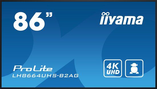 iiyama LH8664UHS-B2AG 86" 4K UHD Digital Signage Display - 500 cd/m², Android, Black