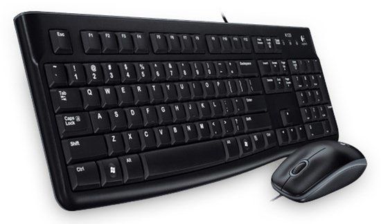 Logitech Desktop MK120 Toetsenbord en Muis Set USB Grieks Zwart