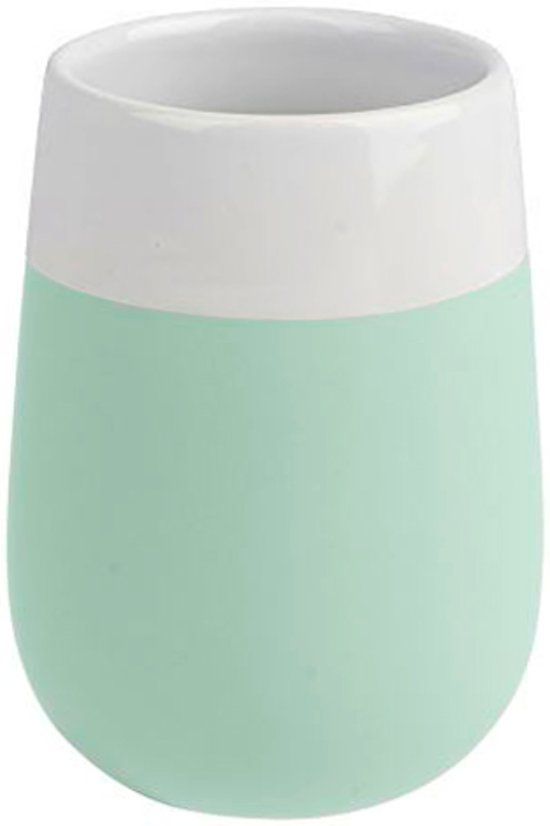 WENKO Malta badkamer-beker - wit/mintgroen