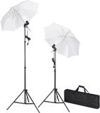 vidaXL Studiolampenset - inclusief - statieven - en - paraplu's