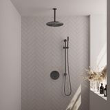 Brauer Gunmetal Carving Thermostatische Regendoucheset Inbouw - Hoofddouche 30 cm - 3 Weg - Handdouche Rond - Doucheslang - Geintegreerde Glijstang - Gunmetal