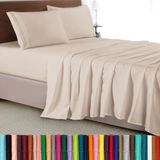 Elegant Comfort Luxe 4-delige lakenset - Luxe beddengoed 1500 premium hotelkwaliteit microvezel, kreukbestendig, koel en ademend, gemakkelijk elastisch gemonteerd, Queen, crèmekleurig beige