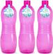Plasticforte Bouteille d'eau/gourde - 3x - 1000 ml - transparent/rose - plastique
