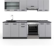 Vicco R-Line Keukenblok – 240 cm, WB Antraciet Grijs/antraciet