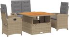 vidaXL 4-delige tuinset met kussens, beige, polyrotan