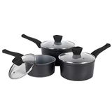 Russell Hobbs RH01706EU Pearlised Forged Aluminium 3 Piece Saucepan Set, 16,18,20 cm, Non-Stick Coating, Suitable for All Hob Types Including Induction, Matte Grey