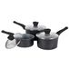 Russell Hobbs RH01706EU Pearlised Forged Aluminium 3 Piece Saucepan Set, 16,18,20 cm, Non-Stick Coating, Suitable for All Hob Types Including Induction, Matte Grey