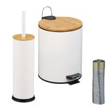 Merkloos Relaxdays Badkamer set - prullenbak 5 l - toiletborstel en houder - wit