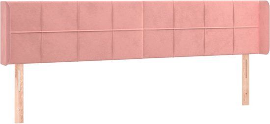 vidaXL Hoofdbord met randen 203x16x78/88 cm fluweel roze