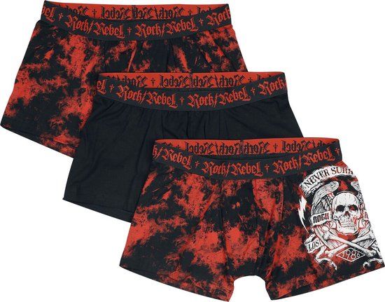 Rock Rebel by EMP Zwarte Tri-pack Boxershorts met Print voor Heren - Maat M