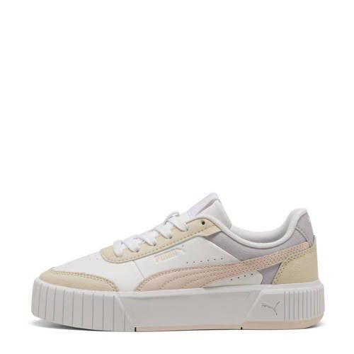 Puma Carina Mia leren sneakers wit/lichtgeel/lichtroze