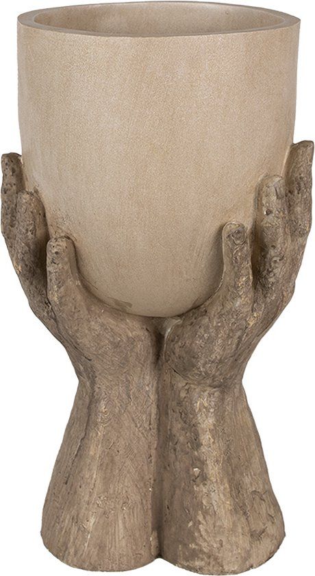 Clayre & Eef Bloempot Handen - 37 cm - Beige - Polyresin Plantenpot