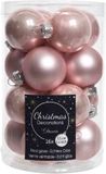 Decoris Kerstballen set 16-delig | glas | poederroze | 3,5cm