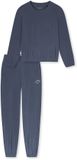 SCHIESSER Pyjama lang Dames blauw-grijs