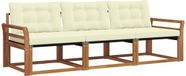 vidaXL - Bank loungeset - 3 zitplaatsen - Natuurlijk en crème - Acacia hout