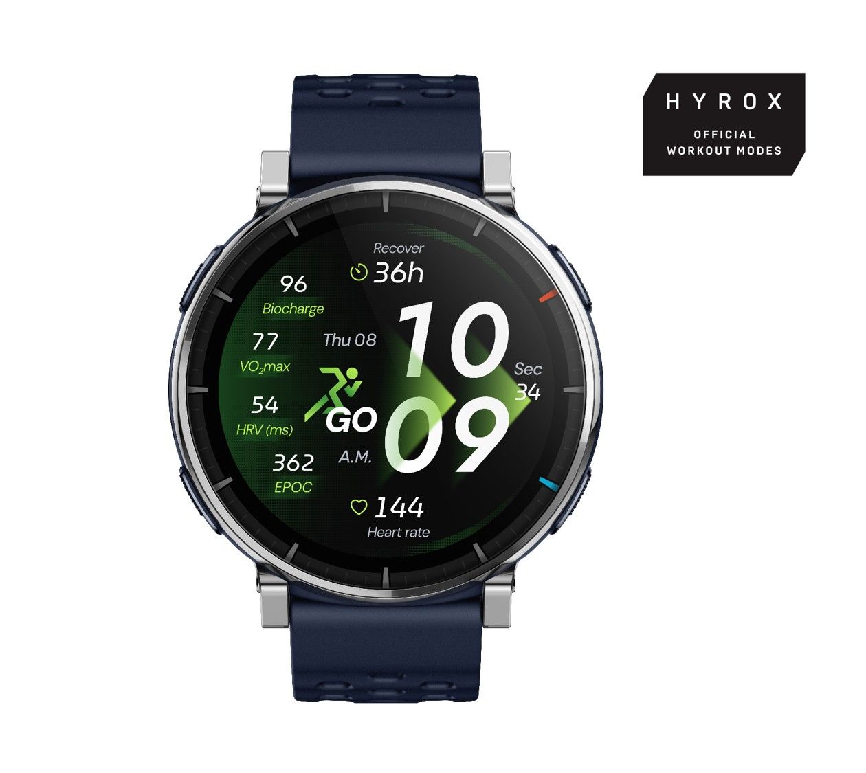 Amazfit Active 3 Premium Smartwatch, GPS, hardlopen, AMOLED-display, 3,32 cm (1,32 inch), saffier, 12 dagen batterij, 4 GB, NFC, offline kaarten, 170+ trainingsmodi, 5 ATM, smartwatch voor Android