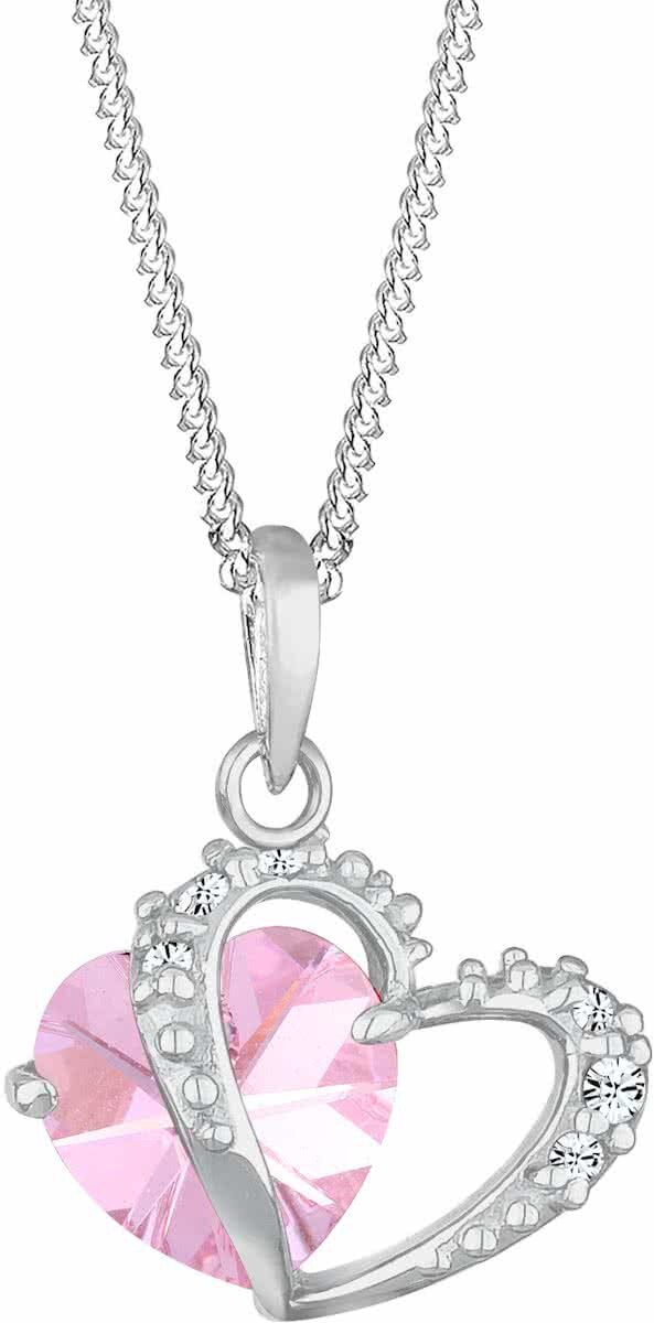 Elli Halsketting 925 Sterling Zilver Hartje met SwarovskiÂ® Kristal