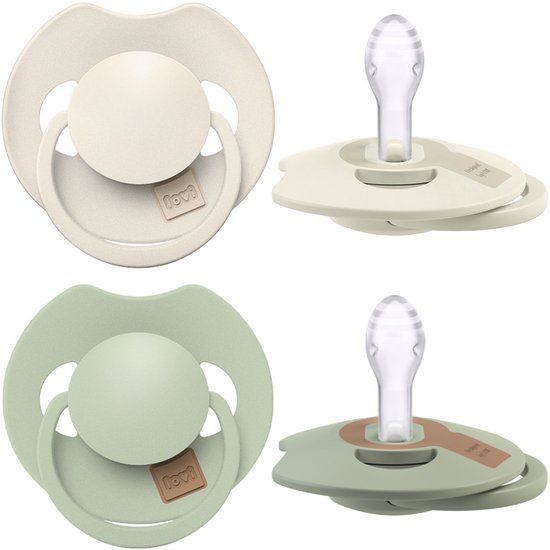 Difrax LOVI Fopspeen Dynamisch - Prime - 0 tot 6 Maanden - Beige & Lichtgroen - 2 Stuks