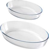 Chef Traiteur Ovenschaal set 2-delig - ovaal - glas - 0,75 en 3L