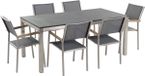 Beliani GROSSETO Ensemble de jardin - Gris - 6 chaises