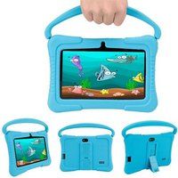 ELVANZA Kindertablet, 7-inch HD-scherm, Quad-Coreprocessor, Dubbele Camera, Wifi, Ouderlijk Toezicht, Blauw