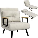 Homcom Stoelbed Fluwelen-look stof (100% polyester) 63x73x81cm Crème