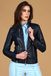 D'Arienzo Veste en cuir d'agneau bleu foncé pour femme, aspect lisse, taille XS